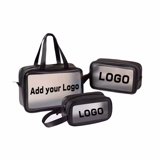 Fashion Luxury Waterproof Holder Transparent Toiletry Pouch PU& Clear PVC Promotional Cosmetic Makeup Bag Basic Customization